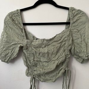 Textured Puff Sleeve Crop Top